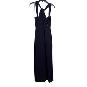 Bebe Dress Womens Size 6 Black Long Halter Neck‎ Keyhole Side Slit